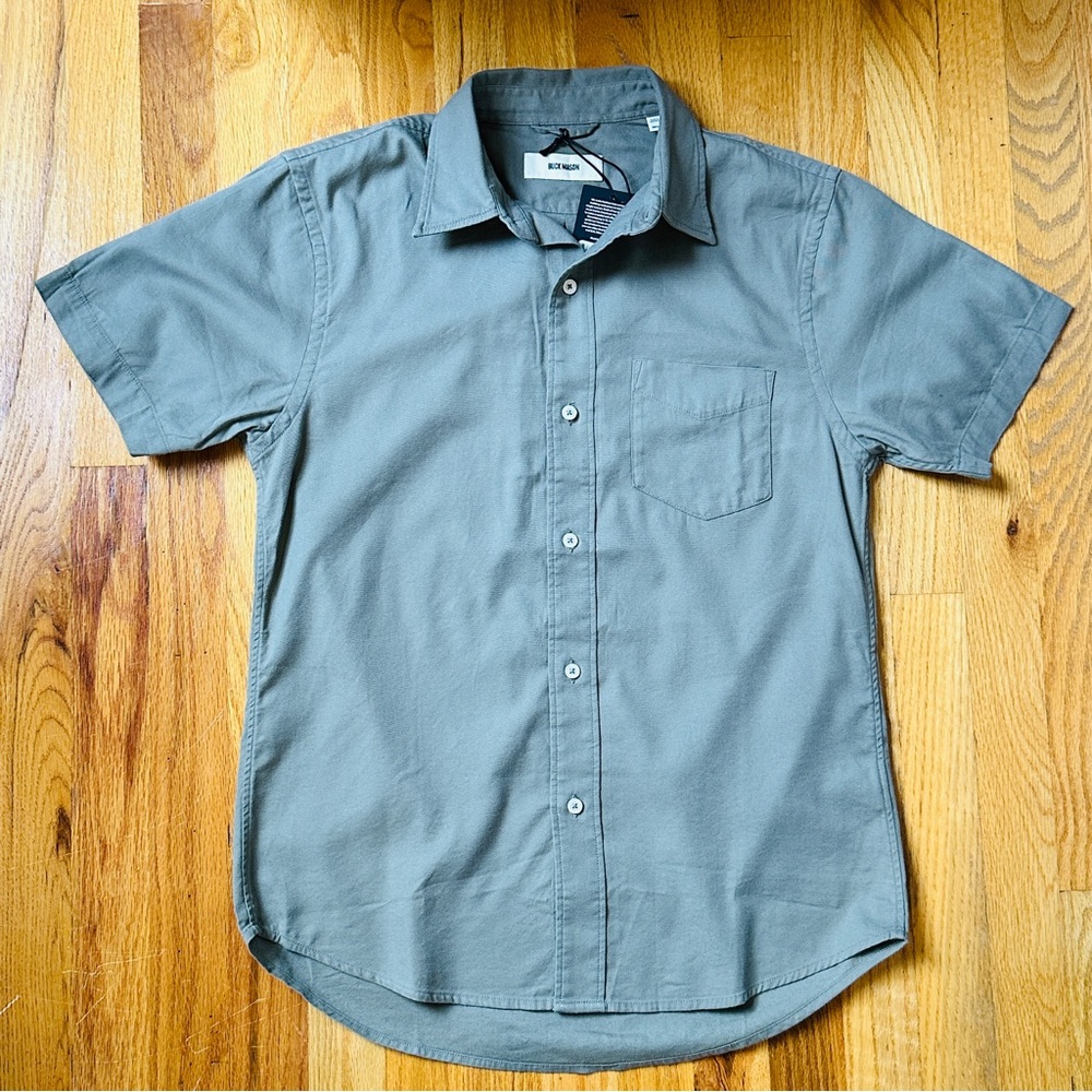 Buck Mason Mens Small Draped Twill Short One Sleeve Pocket Shirt in Shale NWT - Picture 1 of 7